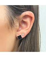 The Lovery Small Onyx Clover Stud Earrings 14K White Gold