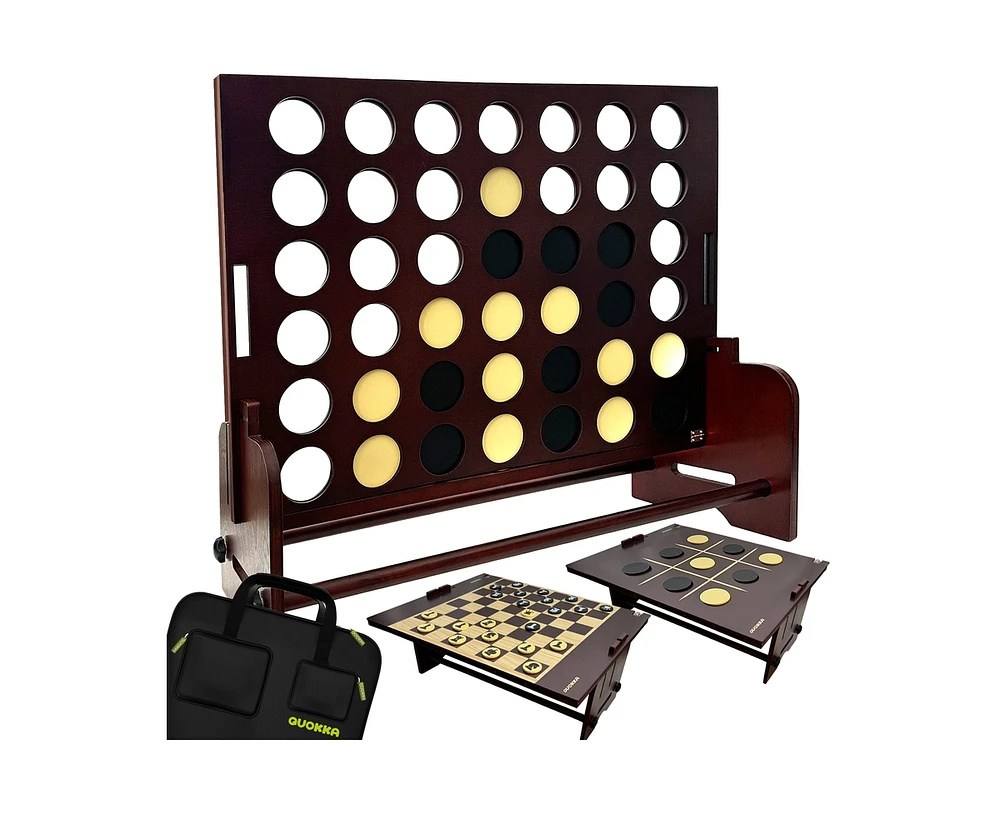 Quokka Giant Connect Game 4-in-1 Superset - Brown Four in a Row - Wooden Jumbo for Adults