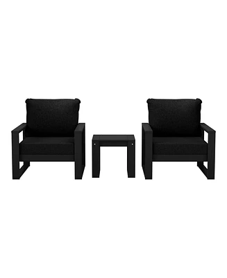 Outdoor Modern 3-Piece Hdpe Patio Sofa Set with Side Table