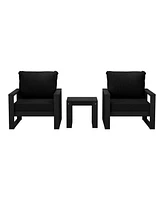 Outdoor Modern 3-Piece Hdpe Patio Sofa Set with Side Table