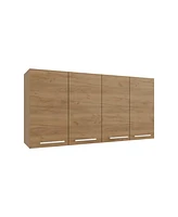 Oceana 120 Wall Cabinet, Four Doors, Two Cabinets, Two Shelves, Natural Oak