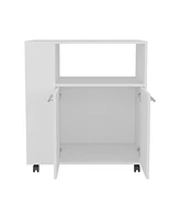 Bremerton Kitchen Cart, 2 Doors, 3 Shelves, 4 Wheels, White