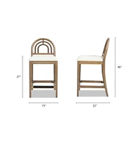 Set of 2 27" Arched Back Counter Stools, Upholstered Boucle Bar Chairs with Solid Wood Frame-The Pop Home
