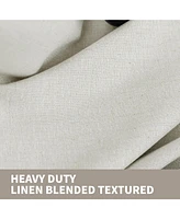 100% Blackout Linen Blend Texture Grommet Curtain Pair(2 Panels
