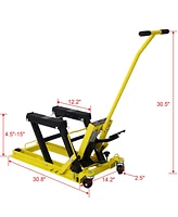 Hydraulic Motorcycle Lift Jack, 1500 Lbs Capacity Atv Scissor Lift Jack, Portable Motorcycle Lift Table with 4 Wheels, Hydraulic Foot-Operated Hoist S