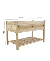 Raised Garden Bed Planter Box with Legs & Storage Shelf Wooden Elevated Vegetable Growing Bed for Flower/Herb/Backyard/Patio/Balcony 48.5x30x24.4in(co