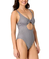 Salt + Cove Juniors' Cutout Plaid One-Piece Swimsuit, Exclusively at Macy's