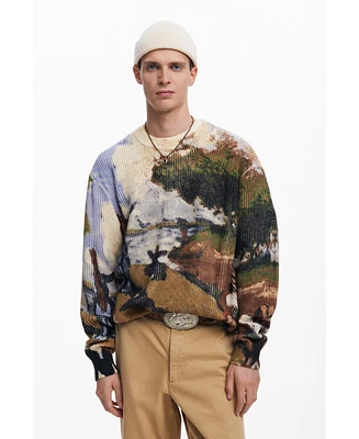 Desigual Men's Oversized landscape sweater