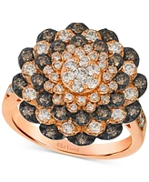 Le Vian Chocolate Diamond & Nude Diamond Flower Cluster Statement Ring (1-1/6 ct. t.w.) in 14k Rose Gold
