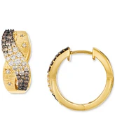 Le Vian Chocolate Ombre Diamond Crossover Chunky Huggie Hoop Earrings (1 ct. t.w.) in 14k Gold, 0.71"