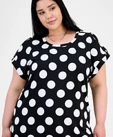 Full Circle Trends Trendy Plus Button-Shoulder Dress