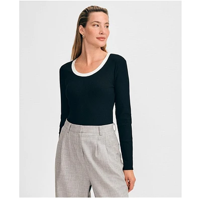 Isaac Mizrahi Women's Scoop Neck Rib Top