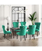 Velvet Upholstered Tufted Dining Chairs (Set of 6)