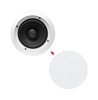 Pyle PDIC60T 6.5" In-Wall/In-Ceiling 2-Way Stereo Speakers with 70V Transformer - Flush Mount, White, Pair