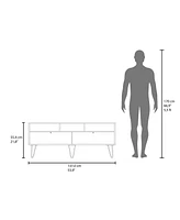 Salunga Tv Stand, 2 Doors, 3 Shelves, 5 Legs, White/Natural Oak