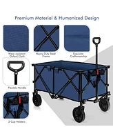 Outdoor Folding Wagon Cart with Adjustable Handle and Universal Wheels