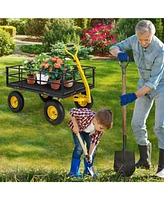 Utility Garden Wagon with 4 Removable Side Panels and 900/1200 Lbs Load Capacity
