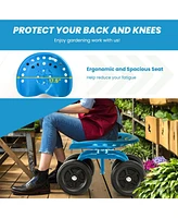 Garden Rolling Workseat with 360° Swivel Seat and Adjustable Height
