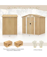 6 x 4 Feet Galvanized Steel Storage Shed with Lockable Sliding Doors