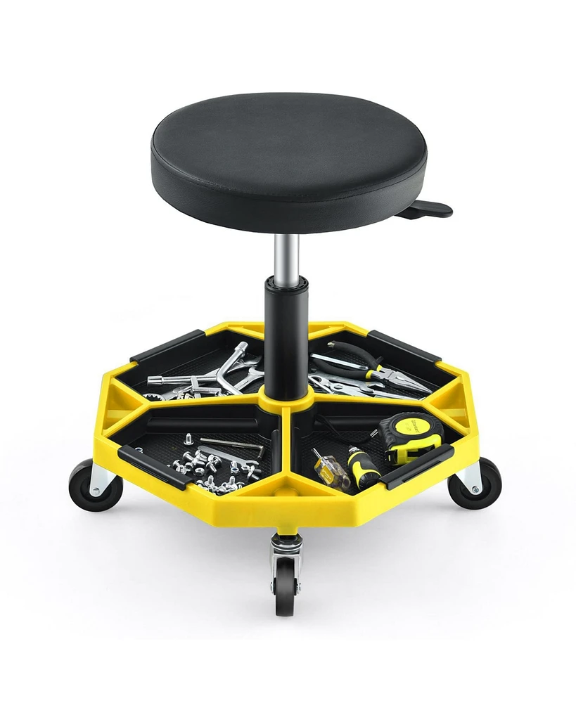 330 Lbs Capacity Pneumatic Rolling Mechanic Stool with Padded Seat