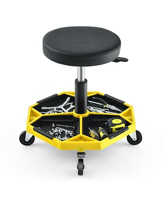 330 Lbs Capacity Pneumatic Rolling Mechanic Stool with Padded Seat