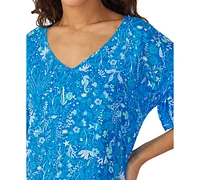 Cuddl Duds Women's Printed Short-Sleeve Sleep Tunic