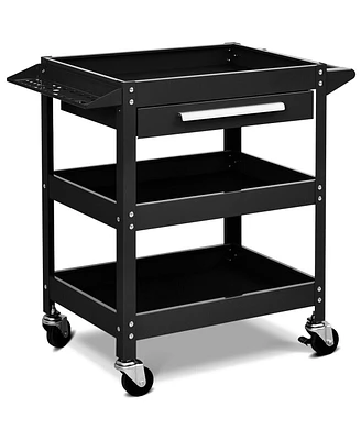 3-Tray Tool Cart with Drawer and 4 Universal Wheels