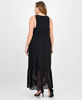 Aidan by Adrianna Papell Plus Shadow-Striped Dress