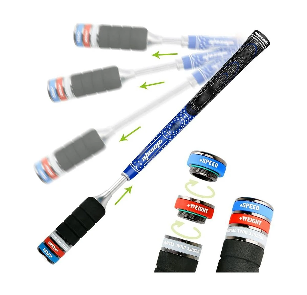 Wosofe Golf Swing Trainer Automatic Spring Retraction Anti-Slip Grip Speed Weight Configuration Accessories Aid Correction Strength Grip Sound Rhythm