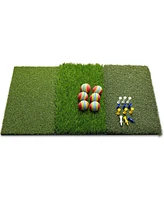 Wosofe Golf Practice Hitting Net Indoor Backyard Home Chipping 2 Target Ball Swing Training Aids Golfing Accuracy with Tri-Turf Mat and Carry Bag Grea