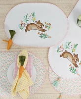 Design Imports Spring Bunny Embellished Cotton Table Runner and Placemats Set