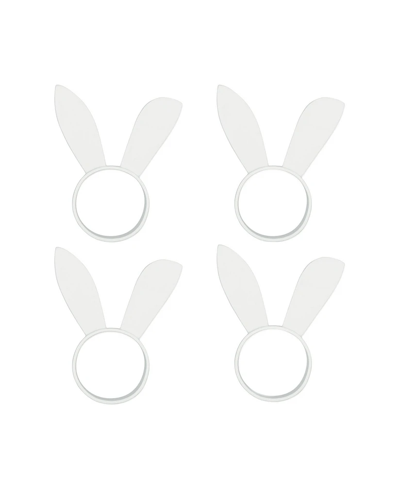Design Imports White Bunny Ears Aluminum Napkin Ring, Set of 4