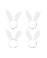 Design Imports White Bunny Ears Aluminum Napkin Ring, Set of 4