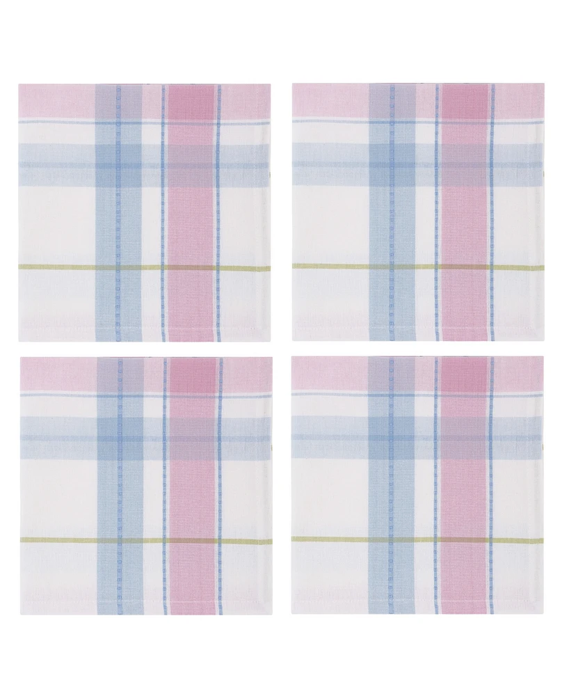 Design Imports Oh Hoppy Day Plaid Cotton Napkins, Set of 4
