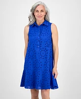 Robbie Bee Petite Ruffled-Hem Sleeveless Eyelet Dress