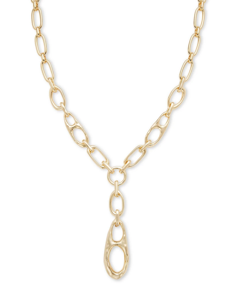 Style & Co Gold-Tone Hammered Sculptural Lariat Necklace, 18" + 3" extender, Exclusively at Macy's