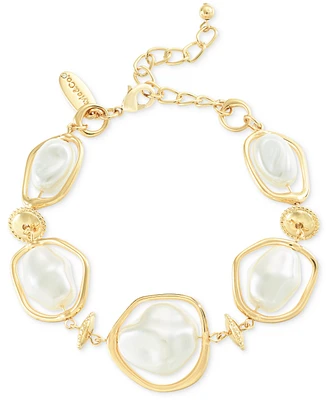 Style & Co Gold-Tone Baroque Imitation Pearl Orbital Flex Bracelet, Exclusively at Macy's