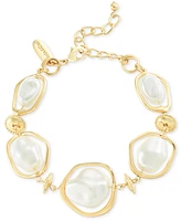 Style & Co Gold-Tone Baroque Imitation Pearl Orbital Flex Bracelet, Exclusively at Macy's