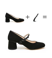 Alterre Women's Black Suede Twiggy Customizable Pumps