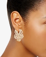 Marchesa Gold-Tone Medium Openwork Flower Hoop Earrings, 1.5"