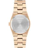 Movado Women's Bold Quest Swiss Quartz Ionic Plated Light Rose Gold Steel Watch, 28mm