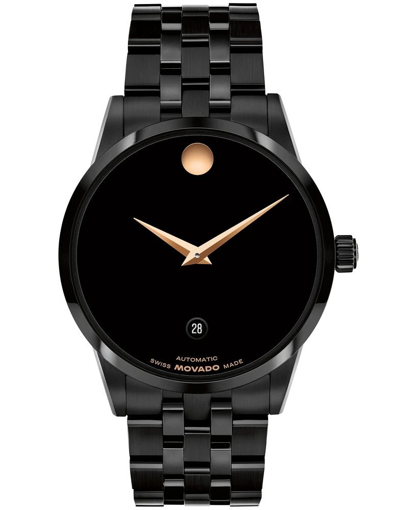 Movado Men's Museum Classic Swiss Automatic Black Pvd Watch, 40mm