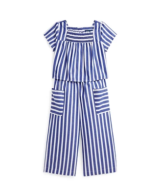 Polo Ralph Lauren Toddler and Little Girls 2-Piece Striped Top Cropped Pant Set