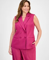 Tahari Asl Plus Peak-Lapel Sleeveless Jacket