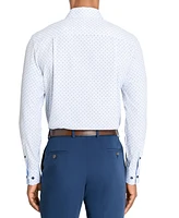 Men's Recycled Slim Fit Micro Geo 4-Way Stretch Performance Dress Shirt