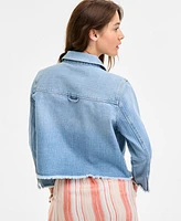 Liverpool Los Angeles Women's Striped Denim Cropped Shacket