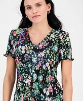 Connected Petite Printed Asymmetric-Tiered Dress