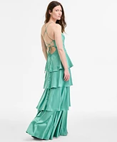 Seni & Cade Women's Satin Tiered Cowl-Neck Gown