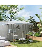 PawHut 79" Large Catio, Galvanized Steel Outdoor Cat Enclosure with Canopy