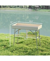 Outsunny 3.4ft Folding Ice Cooler Table with Drain, Party Table,